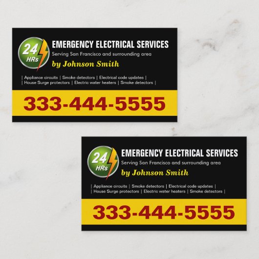 24時間非常用電気サービス – 両面 名刺 (正面/裏面)