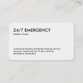 24時間365日の緊急クリーニングサービス 名刺 (裏面)