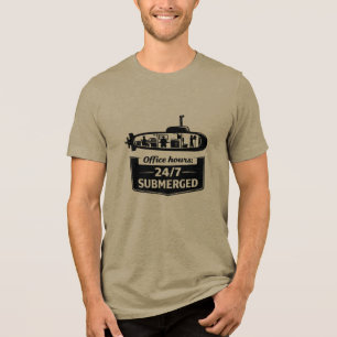 24時間365日潜水中 オフィスアワー 潜水艦ユーモア トライブレンドTシャツ