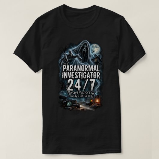 24時間365日超常現象調査中 Tシャツ (デザイン正面)