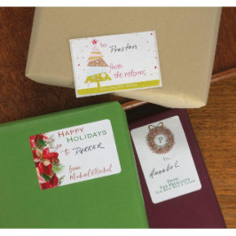 24本のツリー、リース、ポインセティアクリスマスラベル