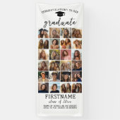 24枚の写真コラージュ 卒業式 現代的 ミニマル 白 横断幕 (縦)