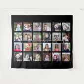 24枚の写真テンプレートコラージュ（カスタムテキスト付き） タペストリー (正面(横))