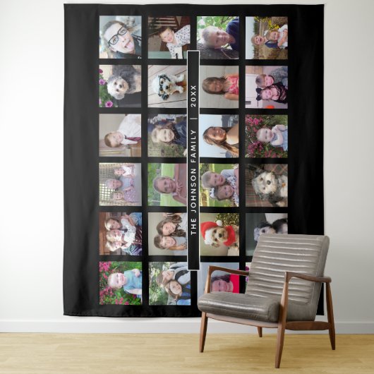 24枚の写真テンプレートコラージュ(カスタムテキスト付き) タペストリー (インサイチュ)