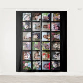 24枚の写真テンプレートコラージュ（カスタムテキスト付き） タペストリー (正面)