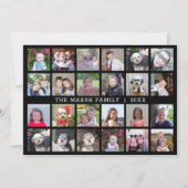 24枚の家族名と日付の写真コラージュ - 黒 シーズンカード (正面)