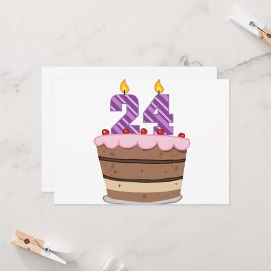 24歳のお誕生日ケーキ カード (正面/裏面インサイチュ)