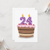 24歳のお誕生日ケーキ カード (正面/裏面インサイチュ)