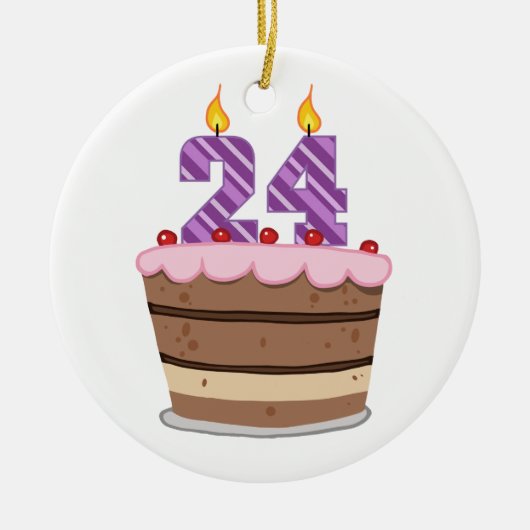 24歳のお誕生日ケーキ セラミックオーナメント (正面)