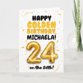 24歳の誕生日おめでとう ゴールデンバースデーカード カード (正面)