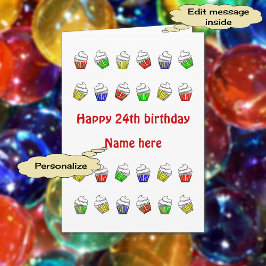 24歳の誕生日のカパーソナライズされたップケーキ カード