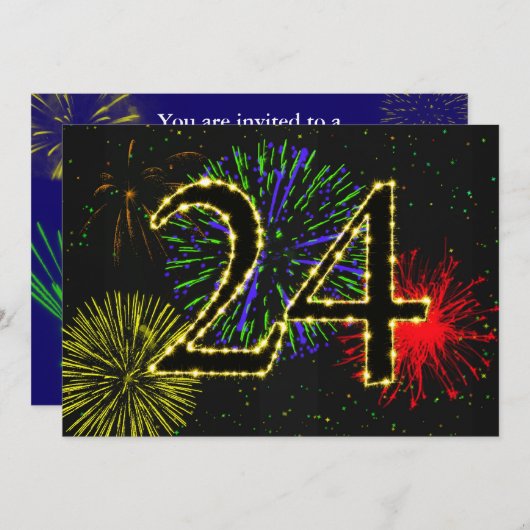 24歳の誕生日パーティーの招待 招待状 (正面/裏面)