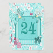 24歳の誕生日パーティー招待状 招待状 (正面/裏面)