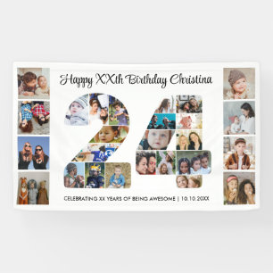 24歳の誕生日パーティー ナンバー24フォトコラージュ 横断幕