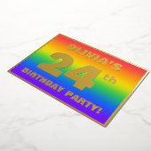 24歳の誕生日パーティー:楽しいカラフルなレインボーパターン 箔招待状 (回転した状態)