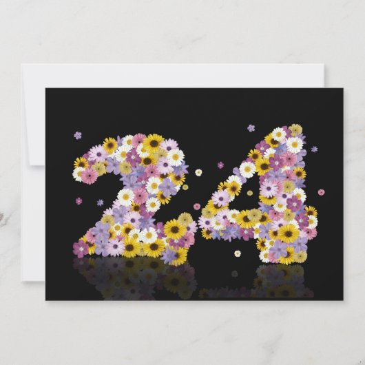 24歳の誕生日パーティー 花の文字 招待状 (正面)