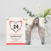 24歳の誕生日招待状のフローラハート 招待状 (スタンド正面)