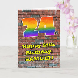 24歳の誕生日：楽しいグラフィティにインスパイアされた虹色の24 カード