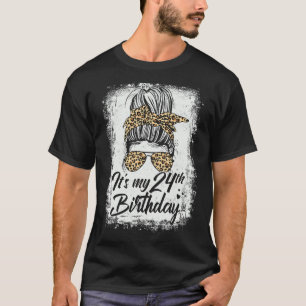 24歳Messy Bun Leopard私の24歳の誕生日 Tシャツ