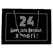 24番目の誕生日:インスパイアアールデコの「24」の外観と名前 ラージペーパーバッグ (裏面)
