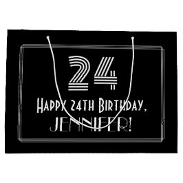 24番目の誕生日:インスパイアアールデコの「24」の外観と名前 ラージペーパーバッグ