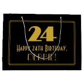 24番目の誕生日:インスパイアアールデコの「24」の外観と名前 ラージペーパーバッグ (裏面)