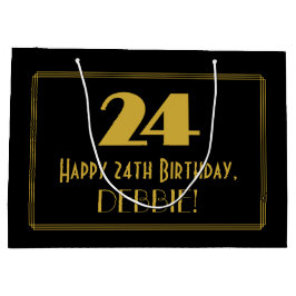 24番目の誕生日:インスパイアアールデコの「24」の外観と名前 ラージペーパーバッグ