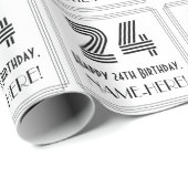 24番目の誕生日:インスパイアアールデコスタイル「24」 +名前 ラッピングペーパー (ロールコーナー)