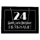 24番目の誕生日:インスパイアアールデコスタイル「24」、名前 ラージペーパーバッグ (裏面)