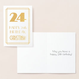 24番目の誕生日:インスパイアアールデコ検索"24" & Name 箔カード