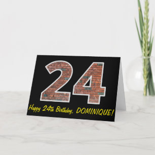 24番目の誕生日-レンガ壁パターン「24」 (名前付き) カード
