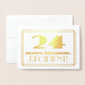 24番目の誕生日、名前+アールデコインスパイア「24」を見る 箔カード (封筒付き正面)