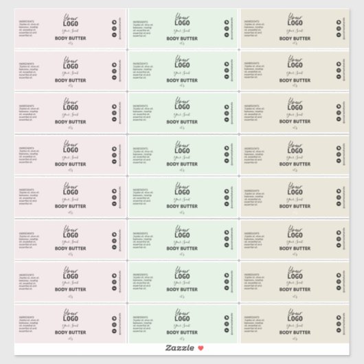 24自然のオーガニックをテーマにしたボディバターラベル シール (シート)