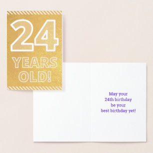 24誕生日はっきりした:「24歳!」 ゴールドフォイルカード 箔カード