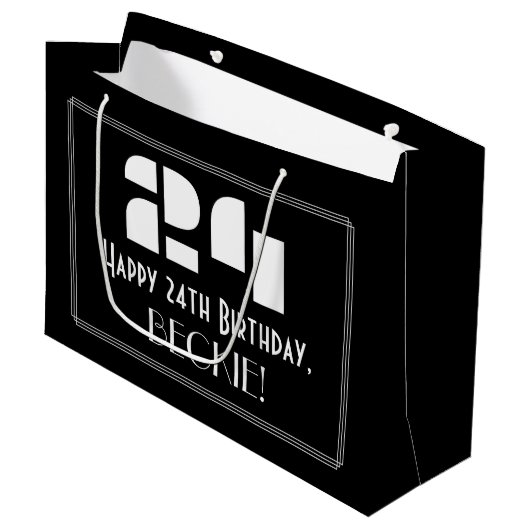 24誕生日インスパイア~アールデコルック"24" +名前 ラージペーパーバッグ (正面アングル)