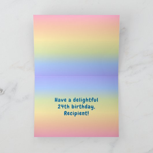 24誕生日カラフル:レインボー# 24、名前をカスタムする カード (内部)