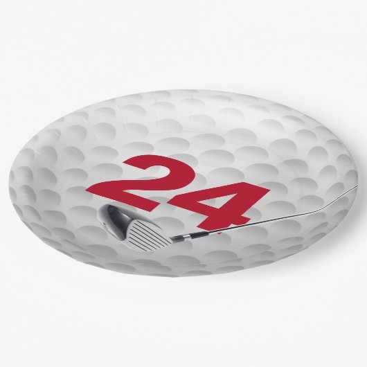 24誕生日ゴルフボールデザイン紙プレート ペーパープレート (アングル)