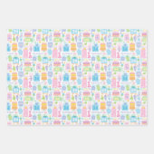 24誕生日パステルピンクケーキプレゼントバルーン ラッピングペーパーシート (正面)