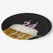 24誕生日ビールオンブラック紙プレート ペーパープレート (アングル)