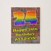 24誕生日:おもしろいグラフィティインスパイアレインボー24 ジグソーパズル (縦)