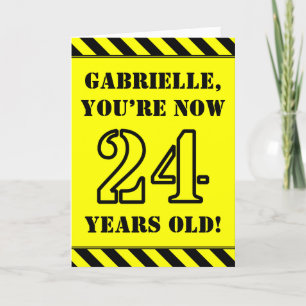 24誕生日:おもしろいステンシルスタイル文字、名前をカスタムする カード