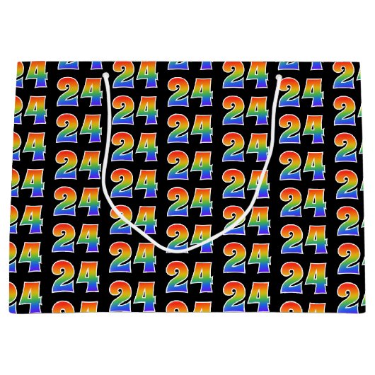 24誕生日:おもしろいレインボーイベント第24パターン ラージペーパーバッグ (正面)
