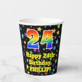 24誕生日:おもしろい星型と虹24 紙コップ (正面)