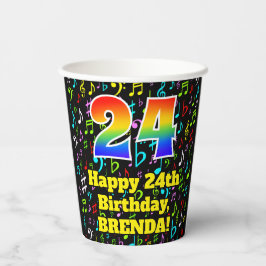24誕生日:おもしろい音楽ノートPattern, Rainbow 24 紙コップ
