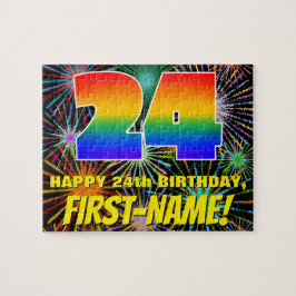 24誕生日:おもしろい、お祝カラフルい花火 ジグソーパズル