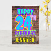 24誕生日-おもしろい、アーバングラフィティインスパイアルック カード (黄色い花)