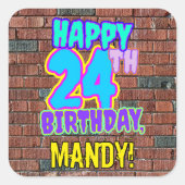24誕生日-おもしろい、アーバングラフィティインスパイアルック スクエアシール (正面)