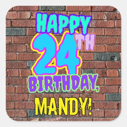24誕生日-おもしろい、アーバングラフィティインスパイアルック スクエアシール (正面)