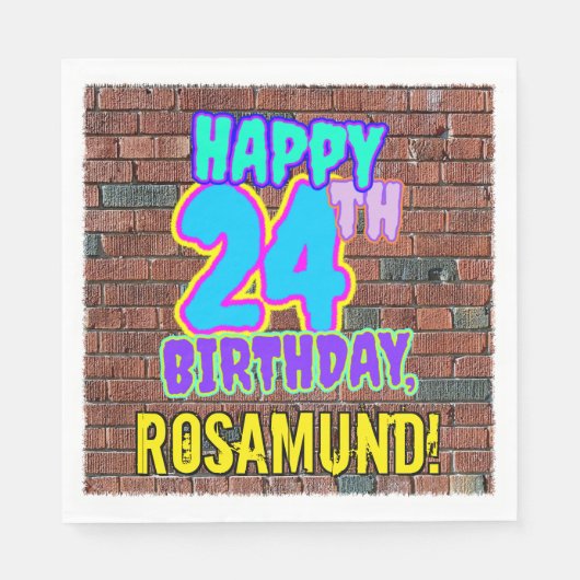 24誕生日~おもしろい、アーバングラフィティインスパイアルック スタンダードランチョンナプキン (正面)