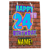 24誕生日:おもしろい、アーバングラフィティインスパイアルック ミディアムペーパーバッグ (正面)